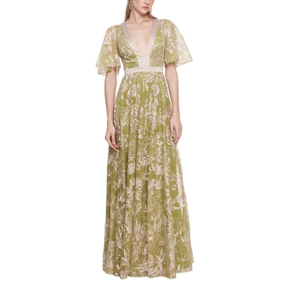 Marchesa Notte Womens Gown, Green